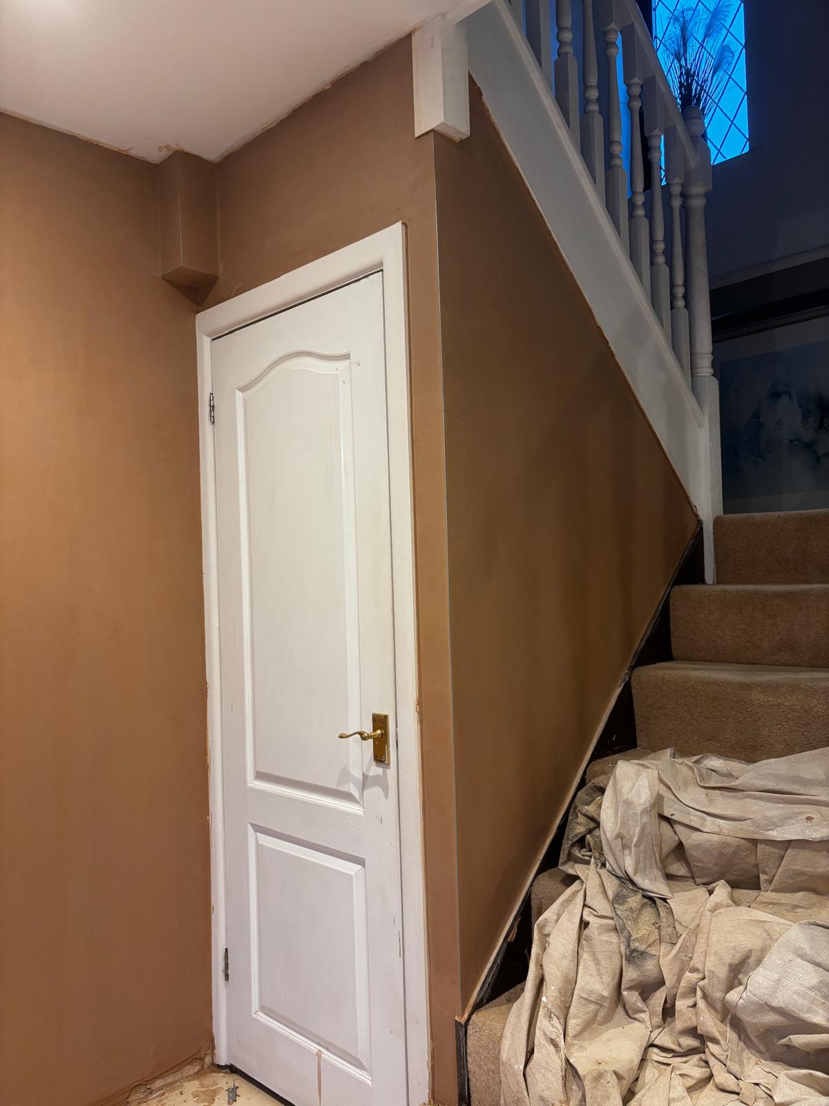 Hallway wall skim